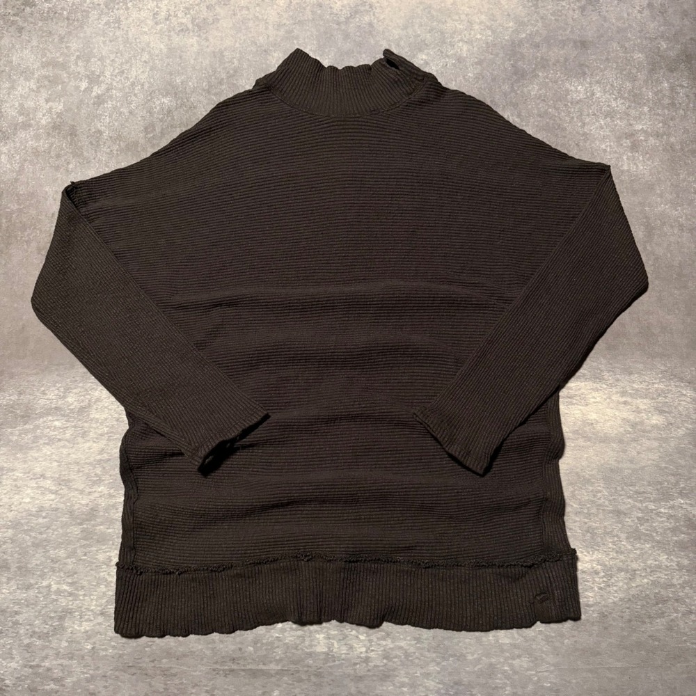 Free People We The Free Black‎ Ottoman Ribbed Mock Neck Tunic Sweater Small